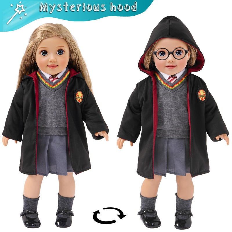 ebuddy 18 inch Doll Clothes and Accessories School Uniform Costume Doll Clothing Accessories Set 10 Pcs for 18 inch Girl Dolls - Image 4